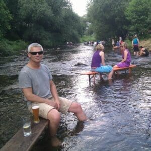 Freiburg beer in the river